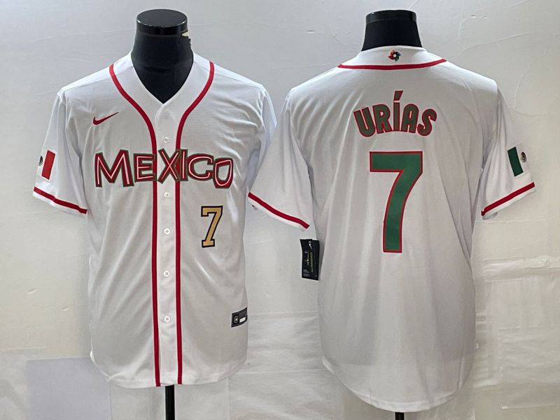 Men 2023 World Cub Mexico #7 Urias White Nike MLB Jersey42